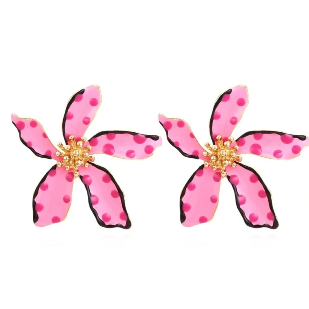 ✨3for$38 New Zara Enamel Floral Earrings ~ Floreat Statement Earrings - Picture 13 of 16